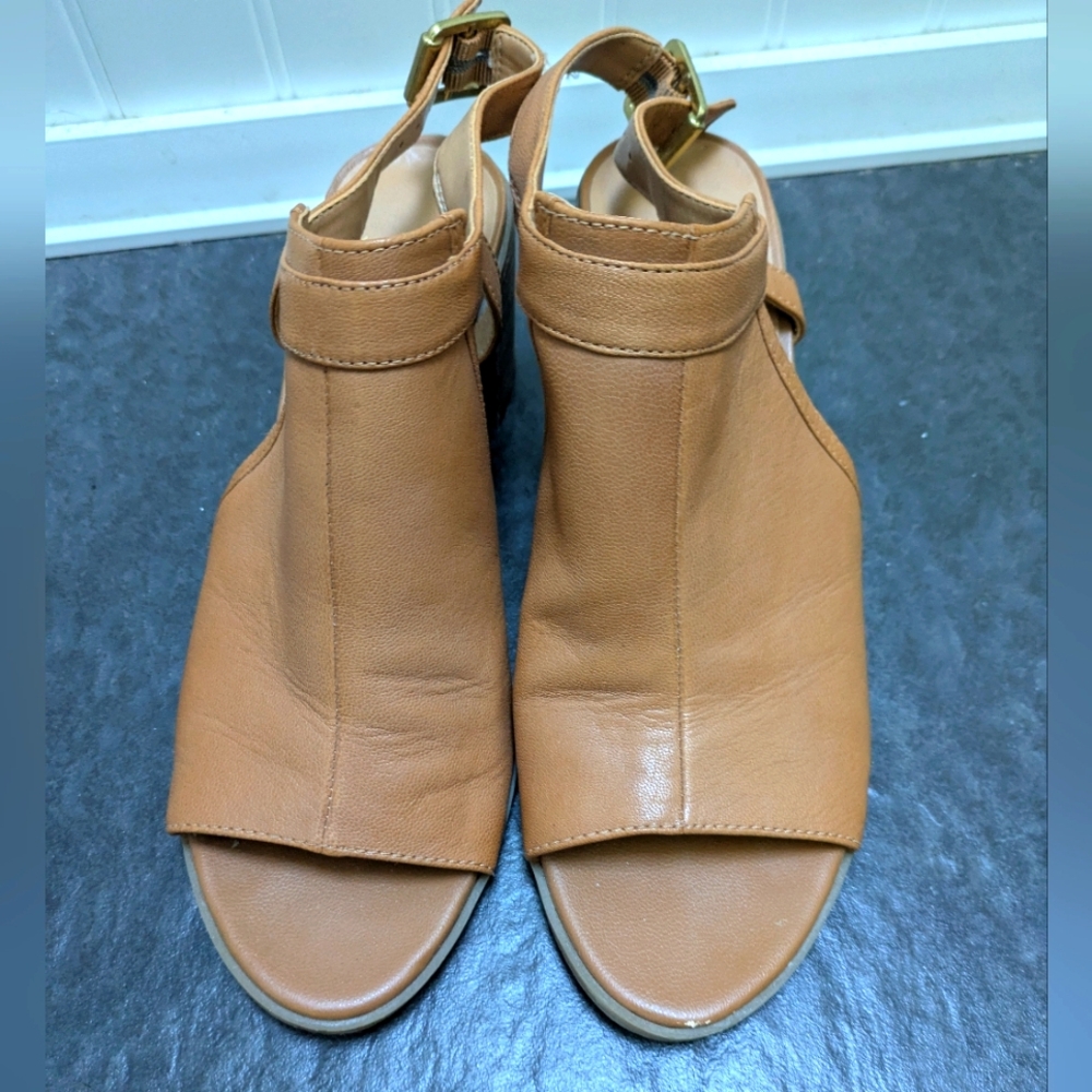 Franco Sarto Tan Leather Heeled Sandals